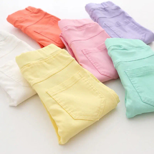 Color: Red, Kid Size: 5 - Girls Pants Children Kids Pencil Pants Spring Summer Fashion Candy Colors F640-12000033767004634
