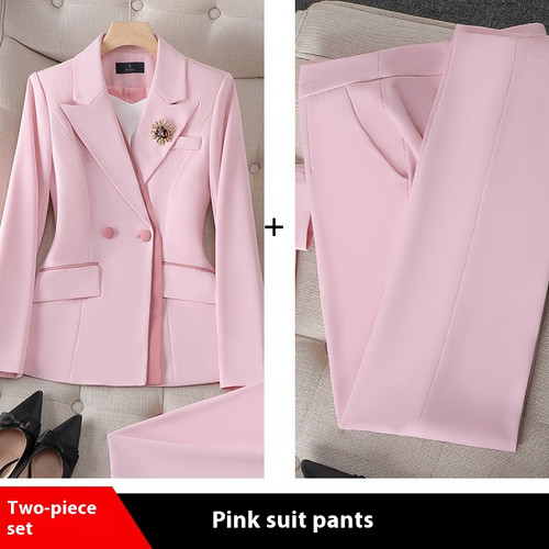 Color: Pink Suit Pants, Size: S - Niche Temperament White Collar For Business Enterprises Suit Women Q119-CJLS214013301AZ