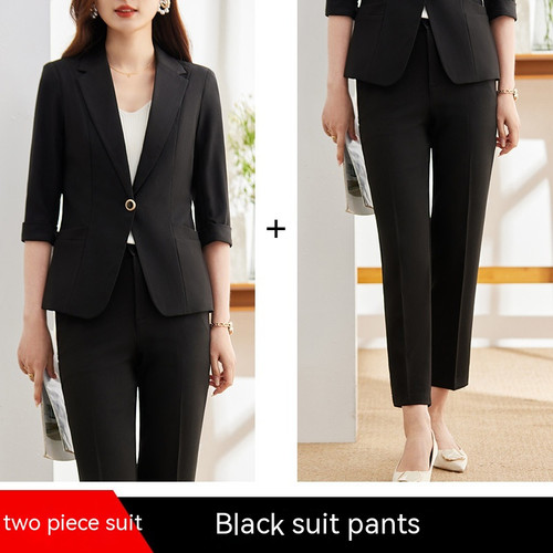 Color: Black Suit Pants, size: L - Women's Slim-fit 34 Sleeve Professional Suit Q119-CJYD197494252ZA