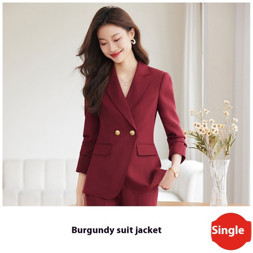 Color: Wine Red Suit, Size: 3XL - Suit Jacket Business Wear Temperament Annual Meeting Host Suit Q119-CJYD229177434HS