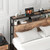 Full/Queen Bed Frame with 2-Tier Storage Headboard and Charging Station-Full Size B593-HU10474