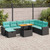  9 Piece Patio Sofa Set with Cushions Black Poly Rattan Acacia A949-3328016