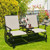 2-Person Rocking Loveseat with Mesh Fabric and Tempered Glass Table - Color: Beige D681-OP70357BE