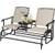 2-Person Rocking Loveseat with Mesh Fabric and Tempered Glass Table - Color: Beige D681-OP70357BE