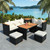  Outdoor Dining Set Black with cream white cushions A949-43004