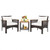 3 Pieces Patio Rattan Furniture Set with Acacia Wood Tabletop - Color: Off White D681-HW69536