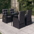  Garden Dining Set Black PE rattan, powder-coated steel, glass A949-3099493