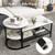 Set of 2 Nesting Coffee Table with Extra Storage Shelf for Living Room-Black - Color: Black D681-JV11232DK