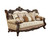 42" Beige Polyester Blend Curved Damask Sofa And Toss Pillows With Brown Legs N270-348225