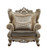 44" Beige and Green And Champagne Fabric Geometric Arm Chair And Toss Pillow N270-348224