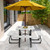 Outdoor Picnic Table with 4 Benches and Umbrella Hole-White - Color: White D681-NP11265WH+