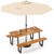 Outdoor Dining Table Set for 6 with 10 Feet Umbrella and Base D681-NP12259BE+OP2261+HW66265+