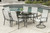 Seven Piece Black and Gray Rectangular Glass Dining Set with Six Chairs N270-483451