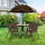 6 Pieces Patio Dining Set Folding Chairs Glass Table Tilt Umbrella for Garden-Coffee - Color: Coffee D681-NP11803CF