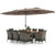 11 Pieces Patio Dining Set with 15 Feet Double-Sided Patio Umbrella Base Included-Tan - Color: Tan  D681-NP11368CF+HW71816+