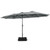 15 Feet Double-Sided Twin Patio Umbrella with Crank and Base-Gray - Color: Gray - Size: 15 ft D681-NP10209SL
