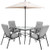6 Pieces Patio Dining Set with Umbrella and Stackable Cushioned Chairs - Color: Gray D681-NP10405+