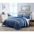 King Size Coastal Blue Stripe Reversible Cotton Quilt Set Q280-KIBL8299