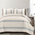 King size Blue Off-White Cream Stripe 3 Piece Reversible Cotton Quilt Set Q280-KIBLSA8846