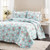King size Vintage Rose Ruffle Edge Light Quilt Set in Blue White and Pink Q280-LDKINS67843