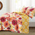 Full/Queen Red Orange Flowers Lightweight Polyester Microfiber Quilt Set Q280-REDORFA87441