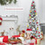 Snow Flocked Christmas Pencil Tree with Berries and Poinsettia Flowers- 8 ft - Color: White - Size: D681-CM23503