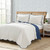 King size White Navy Scalloped Edge Reversible Lightweight Quilt Set Q280-NVFLK804122