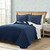 King size White Navy Scalloped Edge Reversible Lightweight Quilt Set Q280-NVFLK804122