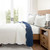 King size White Navy Scalloped Edge Reversible Lightweight Quilt Set Q280-NVFLK804122