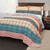 King size Cotton 3 Piece Reversible Teal Orange Bohemian Stripe Quilt Set Q280-KITE9957