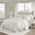 King Size 3 Piece Reversible Scalloped Edges Microfiber Quilt Set in White Q280-WWJK8299