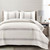 Full / Queen Grey Off-White 3 Piece Stripe Reversible Cotton Quilt Set Q280-GRFQFG65422