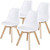 Set of 4 Modern White Shell Dining Chair Upholstered Padded Seat w/ Beechwood  Legs Q280-DICD4149