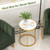 16 Inch Marble Top Round Side Table with Golden Metal Frame for Living Room Bedroom-Set of 2 - Colo D681-JV11113GD-2