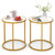 16 Inch Marble Top Round Side Table with Golden Metal Frame for Living Room Bedroom-Set of 2 - Colo D681-JV11113GD-2