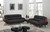 Two Piece Indoor Black Genuine Leather Five Person Seating Set N270-343855