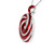 .925 Sterling Silver Red Enamel and 1/2 Diamond Endless Swirl Medallion 18" Pendant Necklace (F-G C N162-020071ND01