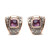 18K Rose Gold 1 1/2 Cttw Round Diamond and 7mm Cushion Cut Purple Amethyst Gemstone Geometrical Sta N162-020406EN50