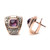 18K Rose Gold 1 1/2 Cttw Round Diamond and 7mm Cushion Cut Purple Amethyst Gemstone Geometrical Sta N162-020406EN50