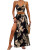 Color: MULTI, Size: S - Elegant Deep V-neck Dress Women Summer Sleeveless Printed Vest Skirt Set Se F640-12000048940118200