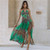Leopard Embellished U.S. and European Fashion Wholesale Summer Women Long Style Dress - Green A392-fasd0134