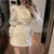 Color: Apricot suit, Size: S - Early Autumn New Style Small Fragrance Suit Long-Sleeved Shirt Short Q119-CJCS118824902BY