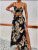 Color: black, Size: M - Elegant Deep V-neck Dress Women Summer Sleeveless Printed Vest Skirt Set Se F640-12000040466890706