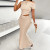 Color: APRICOT, Size: L - Women Two Piece Sets Fishtail Skirt Set Dress Sets Sexy Bodycon One Shoul F640-12000044692768598