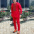 Color: Khaki, Size: XXL - New Kaunda Boutique Men's Set Fashionable Red Luxury Grand Round Neck Emb F640-12000038749534095