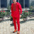 Color: Khaki, Size: XXL - New Kaunda Boutique Men's Set Fashionable Red Luxury Grand Round Neck Emb F640-12000038749534095