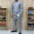 Color: Champagne, Size: XXXL - New Dashiki Men's Set Grey Round Neck Long Sleeve Luxury Brand Men's F640-12000039121959447