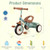 Toddler Tricycle Kids Trike with Adjustable Seat and Basket Aged 3-5 Years Old-Green - Color: Green D681-TQ10343GN