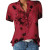 Color: Red, Size: S - Temperament new women's shirt printing large size casual shirt loose V-neck s F640-10000013513305462