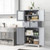 4 Door Freee-Standing Bathroom Cabinet with 2 Drawers and Glass Doors-Gray - Color: Gray D681-JV10643GR